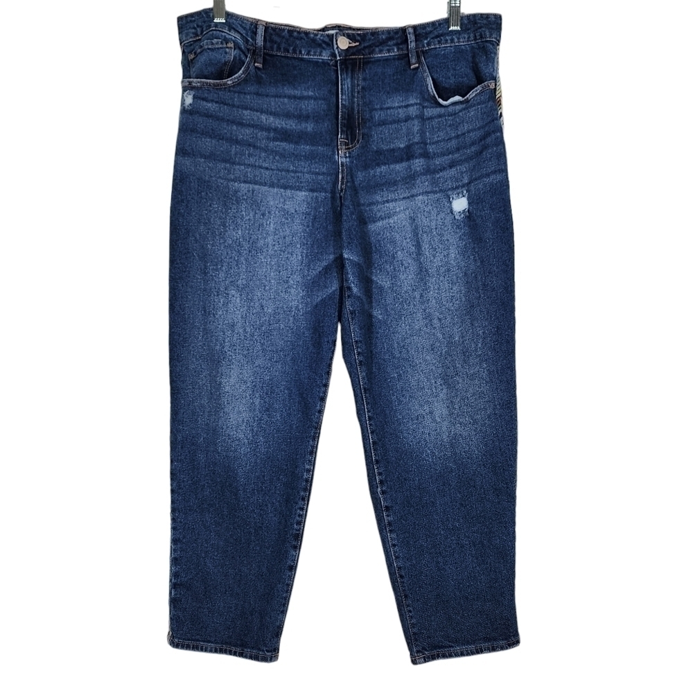 KNOX ROSE EMBROIDERED SIDE SEAM STRAIGHT LEG JEANS